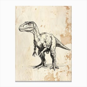 Sinornithosaurus Dinosaur Black Shading 3 Canvas Print