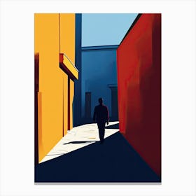 Man Walking Down A Street, Minimalism Canvas Print