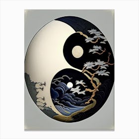 Yin and Yang Symbol 2, Japanese Ukiyo E Style Canvas Print