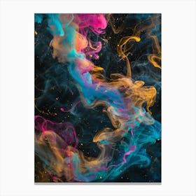 Abstract Colorful Smoke On Black Background Canvas Print