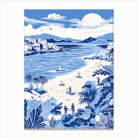 A Screen Print Of Cala Bassa Beach Ibiza Spain 2 Canvas Print