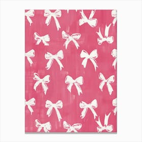 Pink And White Bows 1 Pattern Canvas Print