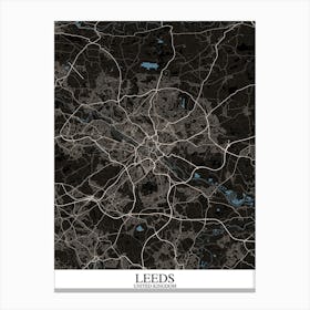Leeds Black Blue Canvas Print