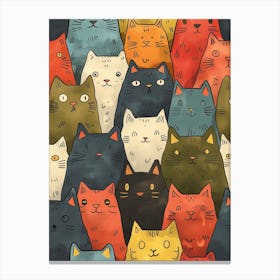 Perfectly Repeatable Artwork With Cute Cat Faces 73 Canvas Print