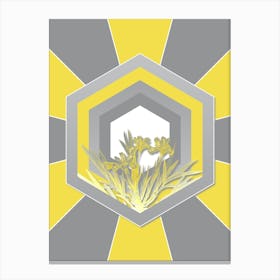 Vintage Dwarf Crested Iris Botanical Geometric Art in Yellow and Gray n.417 Canvas Print