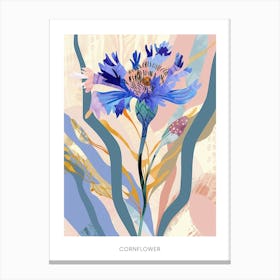 Colourful Flower Illustration Poster Cornflower 1 Canvas Print