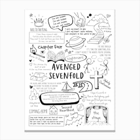 Avenged Sevenfold Doodle Lyrics Canvas Print