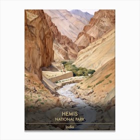 Hemis National Park India Watercolour 1 Canvas Print