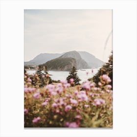 Flowers Overlooking Lake Canvas Print