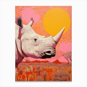 Polka Dot Rhino 3 Canvas Print