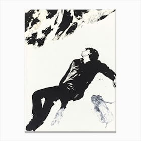 Man Laying In The Snow Canvas Print