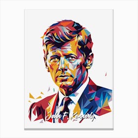 John F Kennedy 1 Portrait WPAP Pop Art Canvas Print