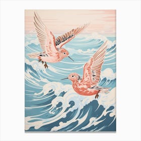 Vintage Japanese Inspired Bird Print Dunlin 2 Canvas Print