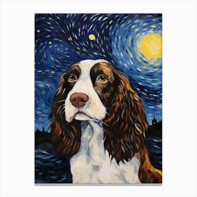 English Springer Spaniel Starry Night Dog Portrait Canvas Print