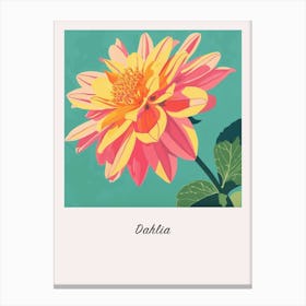 Dahlia 1 Square Flower Illustration Poster Canvas Print