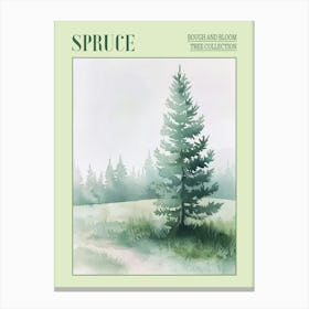 Spruce Tree Atmospheric Watercolour Painting 3 Poster Canvas Print
