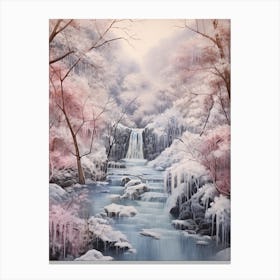 Dreamy Winter Painting Plitvice Lakes National Park Croatia 3 Canvas Print