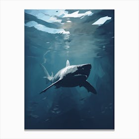  An Illustration Of A Dark Shadow Of A Shark Swimming 4 Canvas Print