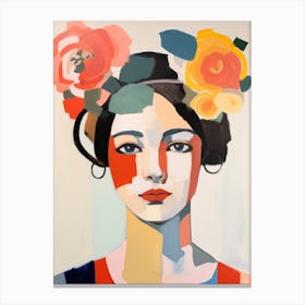 Woman With Flowers On Her Head Canvas Print