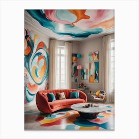 Colorful Living Room Living the Dream: A Surreal Sanctuary Canvas Print