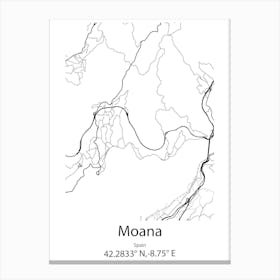 Moana,Spain Minimalist Map Canvas Print