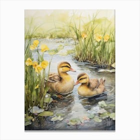 Mixed Media Ducks In The Pond 5 Canvas Print