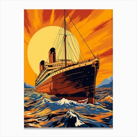 Titanic Ship Sunset Pop Art Illustration 4 Canvas Print