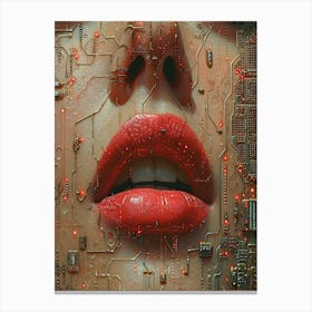 Circuit Board Lips Canvas Print