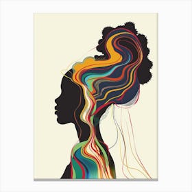 Silhouette Of A Woman With Colorful Hair Canvas Print