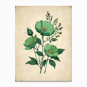 Green Flowers Canvas Print