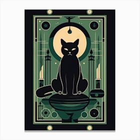 The Tower, Black Cat Tarot Card 2 Canvas Print