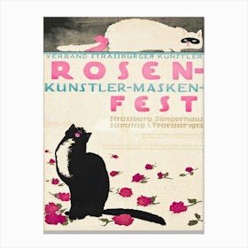 Black Cat And White Cat Vintage Poster Canvas Print