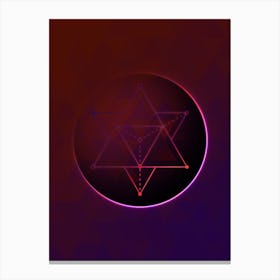 Geometric Neon Glyph on Jewel Tone Triangle Pattern 384 Canvas Print
