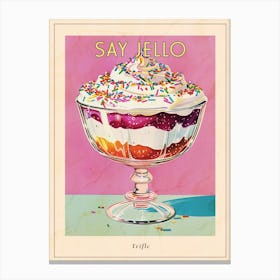 Retro Trifle With Rainbow Sprinkles Vintage Cookbook Inspired 1 Poster Canvas Print