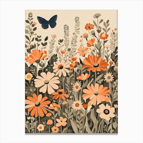 Butterflies and Flowers in Soft Colours VI Canvas Print