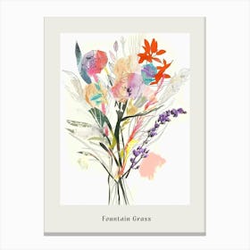 Fountain Grass 4 Collage Flower Bouquet Poster Canvas Print