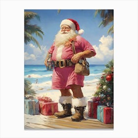 Santa Claus On The Beach 2 Canvas Print