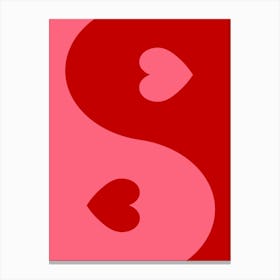 Yin And Yang Heart Hot Pink Poster Canvas Print