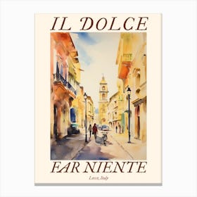 Il Dolce Far Niente Lecce, Italy Watercolour Streets 2 Poster Canvas Print