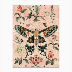 Pink Butterflies William Morris Style 5 Canvas Print