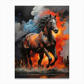 Horse In Flames Canvas Print