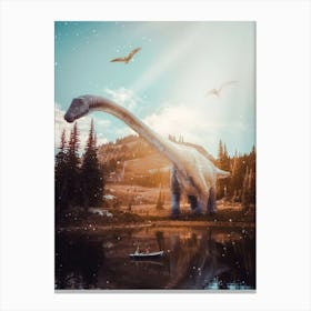 Brachiosaurus Near A Jurassic River 1 Canvas Print