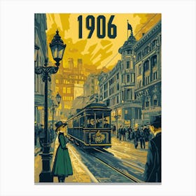 Aihrgdesign A Retro Travel Poster Of A Bustling 1906 City Str 60df6d6c Bfc2 4ba2 81fa 4df0e407d7e1 2 Canvas Print