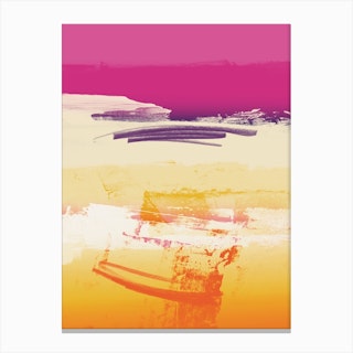 Expressive Landscape Pink Violet Orange With Scribbles Canvas Print
