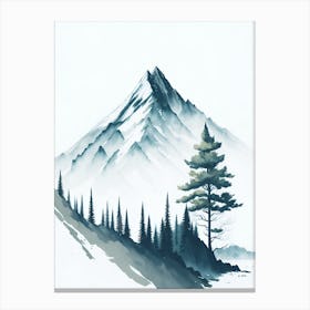 Mountain And Forest In Minimalist Watercolor Vertical Composition 38 Canvas Print