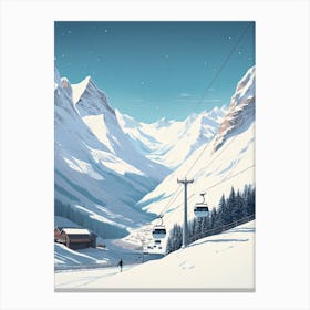 Val D Isere   France, Ski Resort Illustration 0 Simple Style Canvas Print
