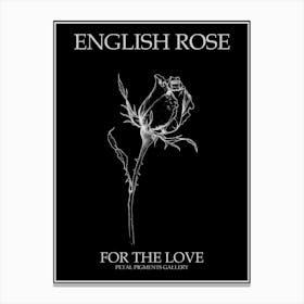 English Rose Black And White Line Drawing 6 Poster Inverted Canvas Print