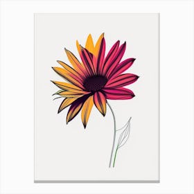 Gazania Floral Minimal Line Drawing 3 Flower Canvas Print