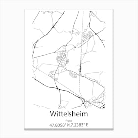 Wittelsheim,France Minimalist Map Canvas Print