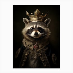 Vintage Portrait Of A Honduran Raccoon Wearing A Crown 4 Canvas Print